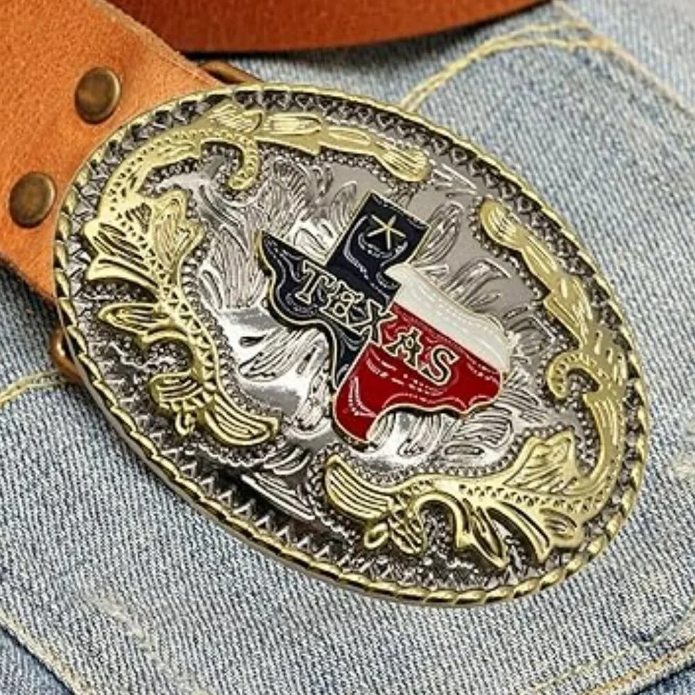 Big Texas Belt Buckle Texas Flag Cowboy Western Rodeo
